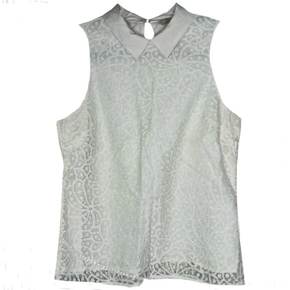 Banana Republic Sleeveless Lace Collared Top Blouse - Picture 1 of 7